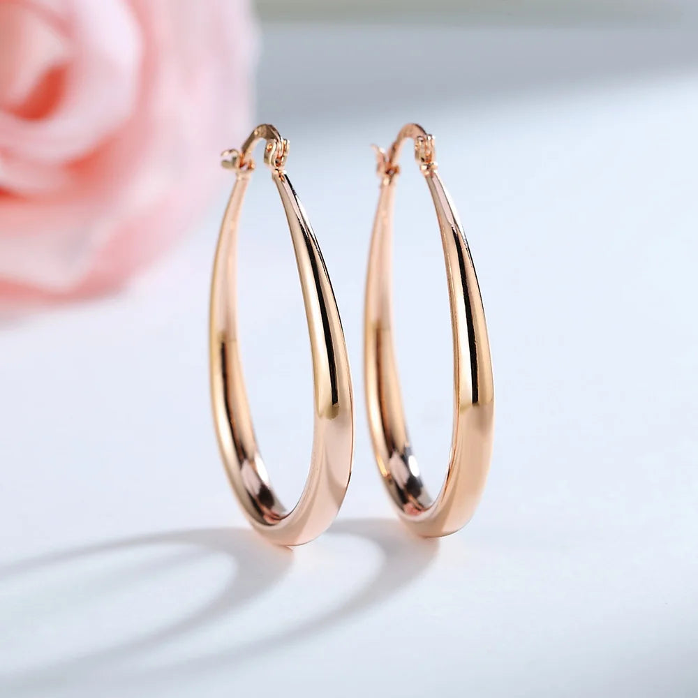 925 Sterling Silver 18K Gold Plated 4.4cm Oval Earrings for Women