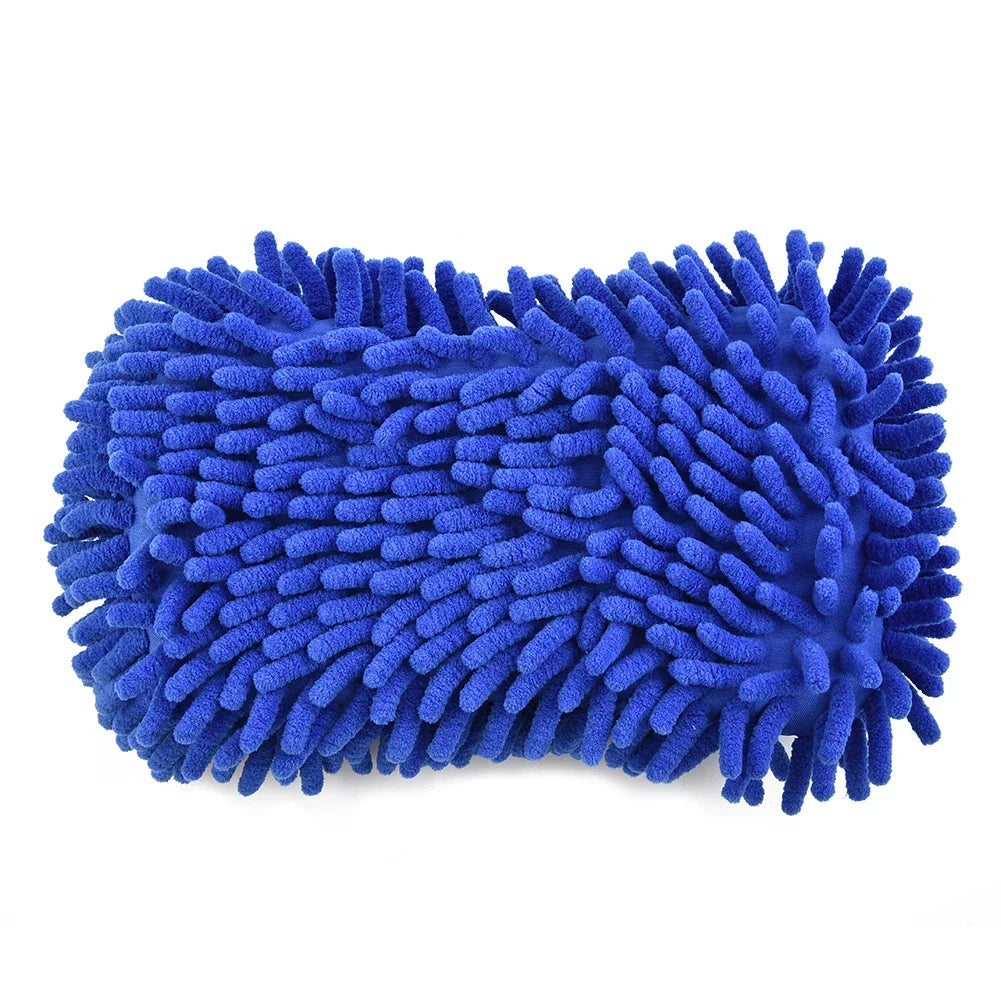 1 Pc Blue Microfiber Chenille Car Wash Sponge Cleaning Tool