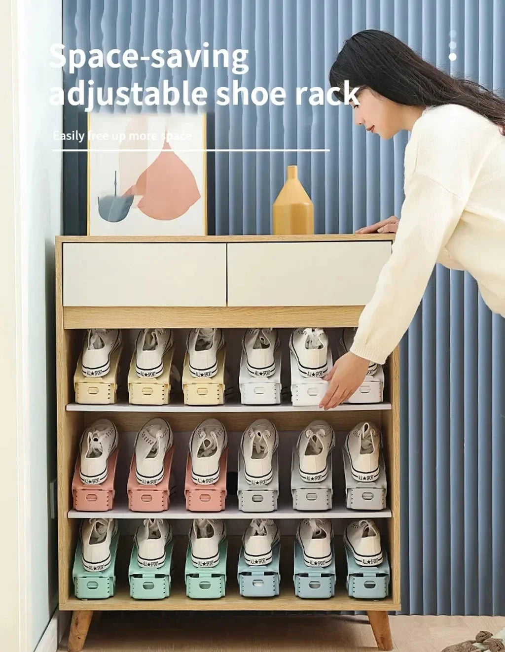 1Pcs Adjustable Shoe Rack Organizer Double-Layer Space Saver