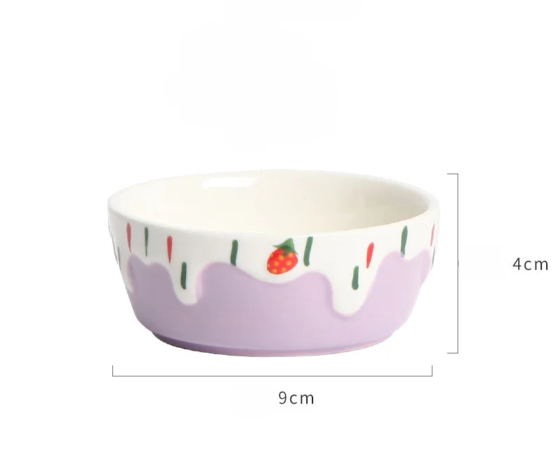 Hamster Food Bowl Ceramic Bowl Thick and Anti Rollover Strawberry Rabbit Bowl Bathroom and Toilet Dual-use Golden Bear Supplies