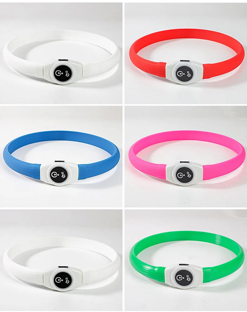 LED Luminous Dog Collar Waterproof USB Rechargeable Safety Light for Medium Large Small Dogs