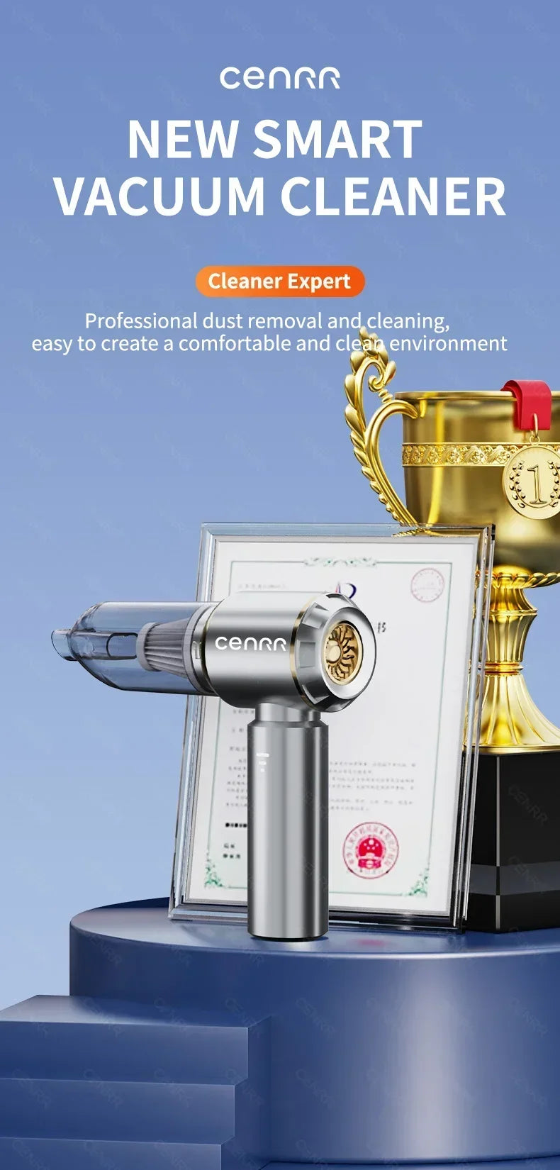 CENRR 360000PA Car Vacuum Cleaner Strong Suction Cordless