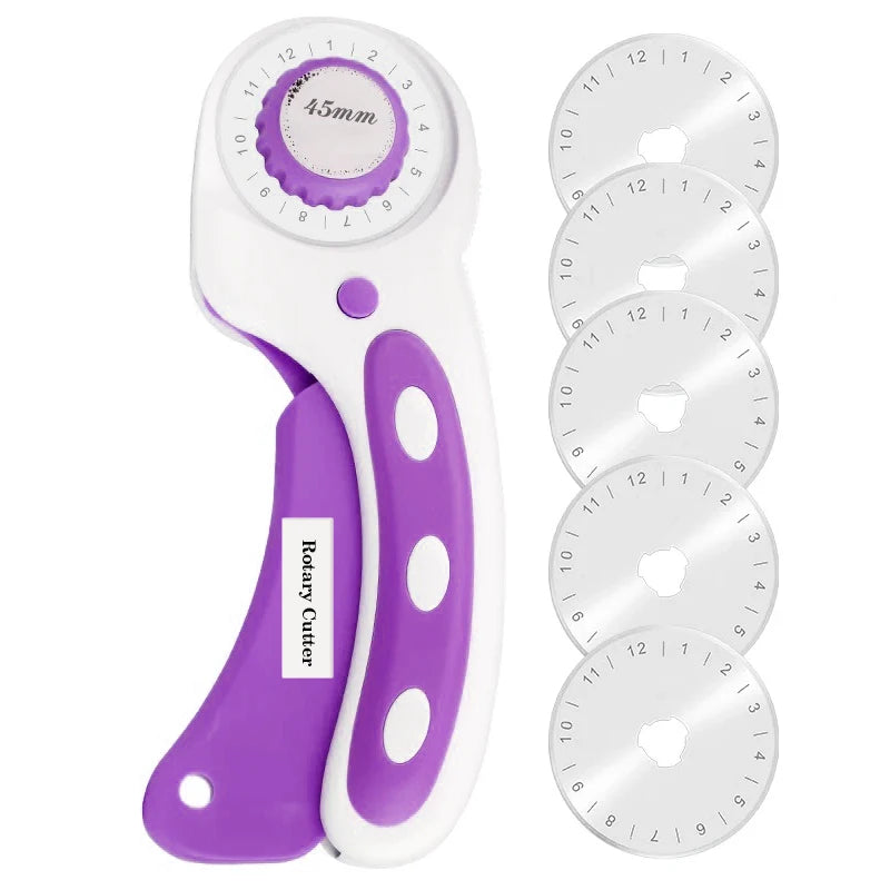 45mm Rotary Cutter with 5 Replacement Blades for Quilting and Sewing Fabric Cutting Tool Set
