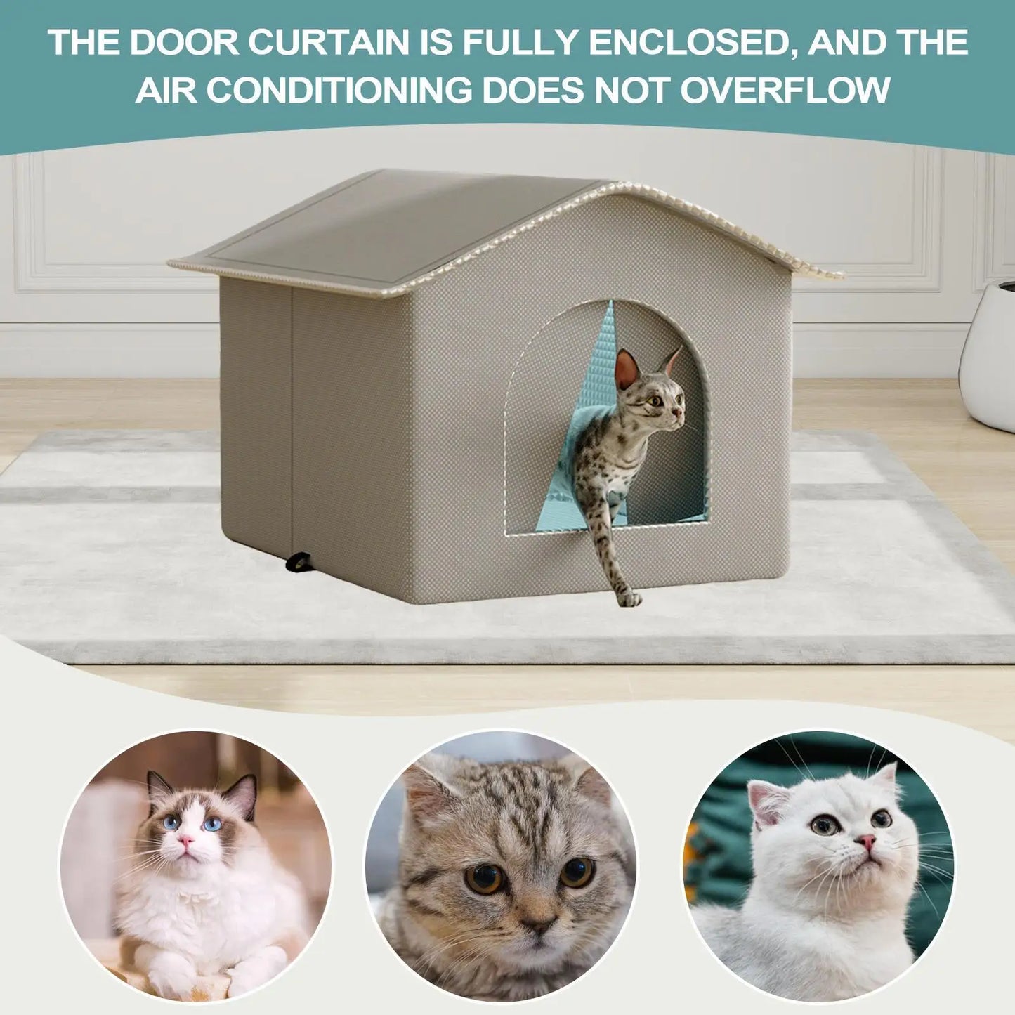 Insulated Outdoor Cat House Portable Cooling Cat Shelter Pet Hideaway for Kittens Rabbits Friends Winter Hot Day Travel Moving