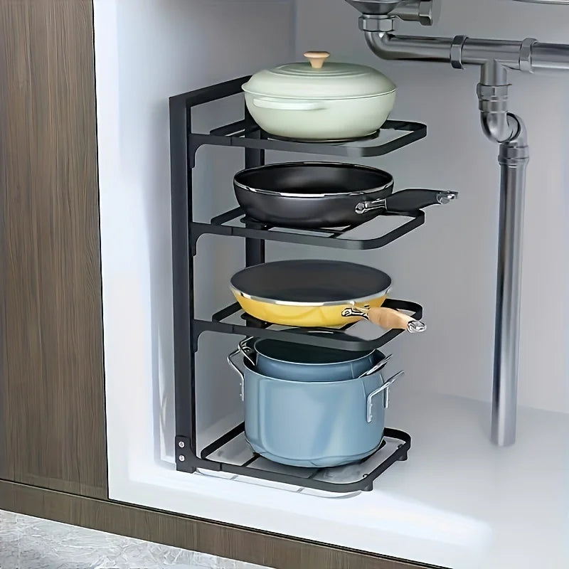 Adjustable Stainless Steel Pot Rack Organizer for Kitchen Multi-Layer Pot and Pan Storage Solution