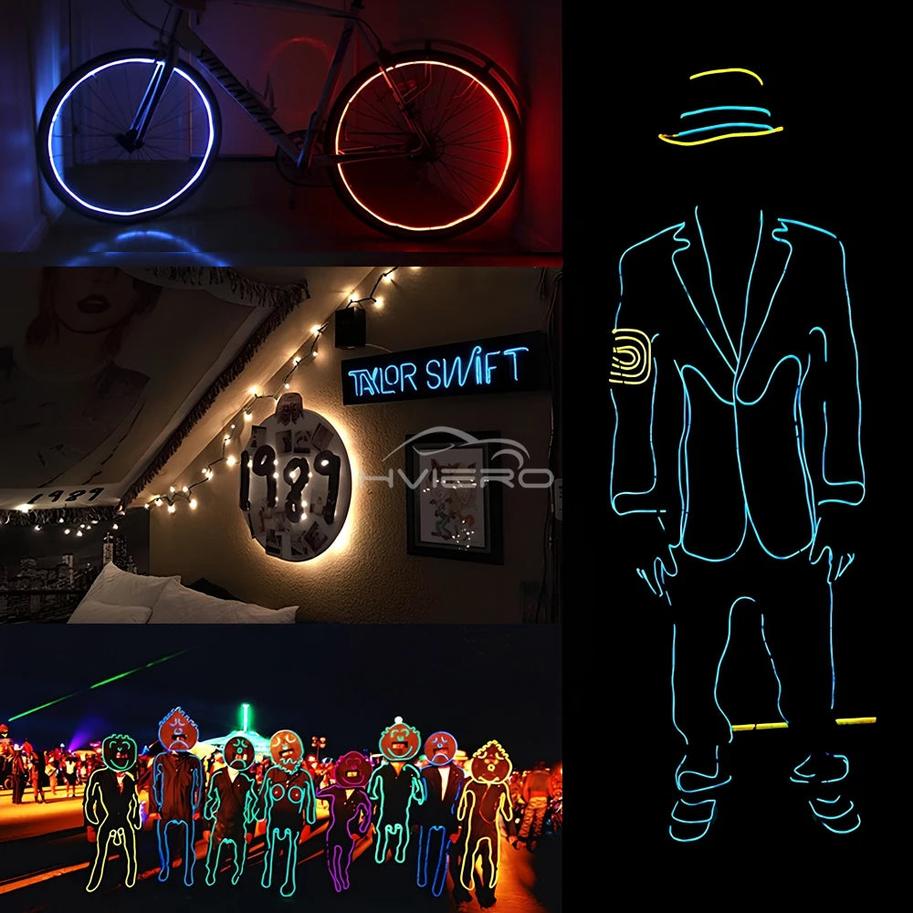 1M/2M/3M/5M Car Interior LED Strip Flexible Neon Lights USB