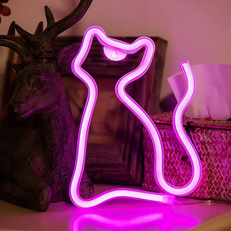Cat Neon Sign for Wall Decor LED Light Up USB Pet Gift