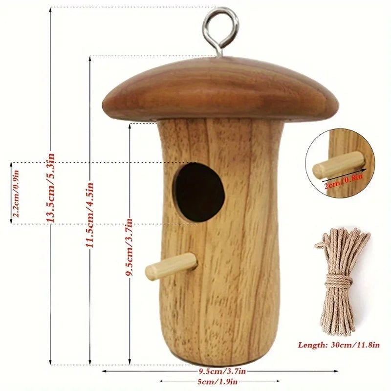 1Pc Outdoor Hummingbird House Natural Wooden Hanging Hummingbird Nest Wild Bird House Hummingbird Feeder Outdoor Garden Yard