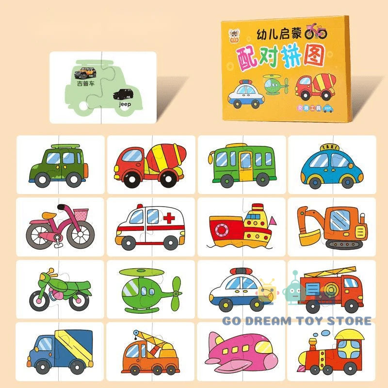 32Pcs Toddler Matching Card Montessori Puzzle Toys for Cognitive Training