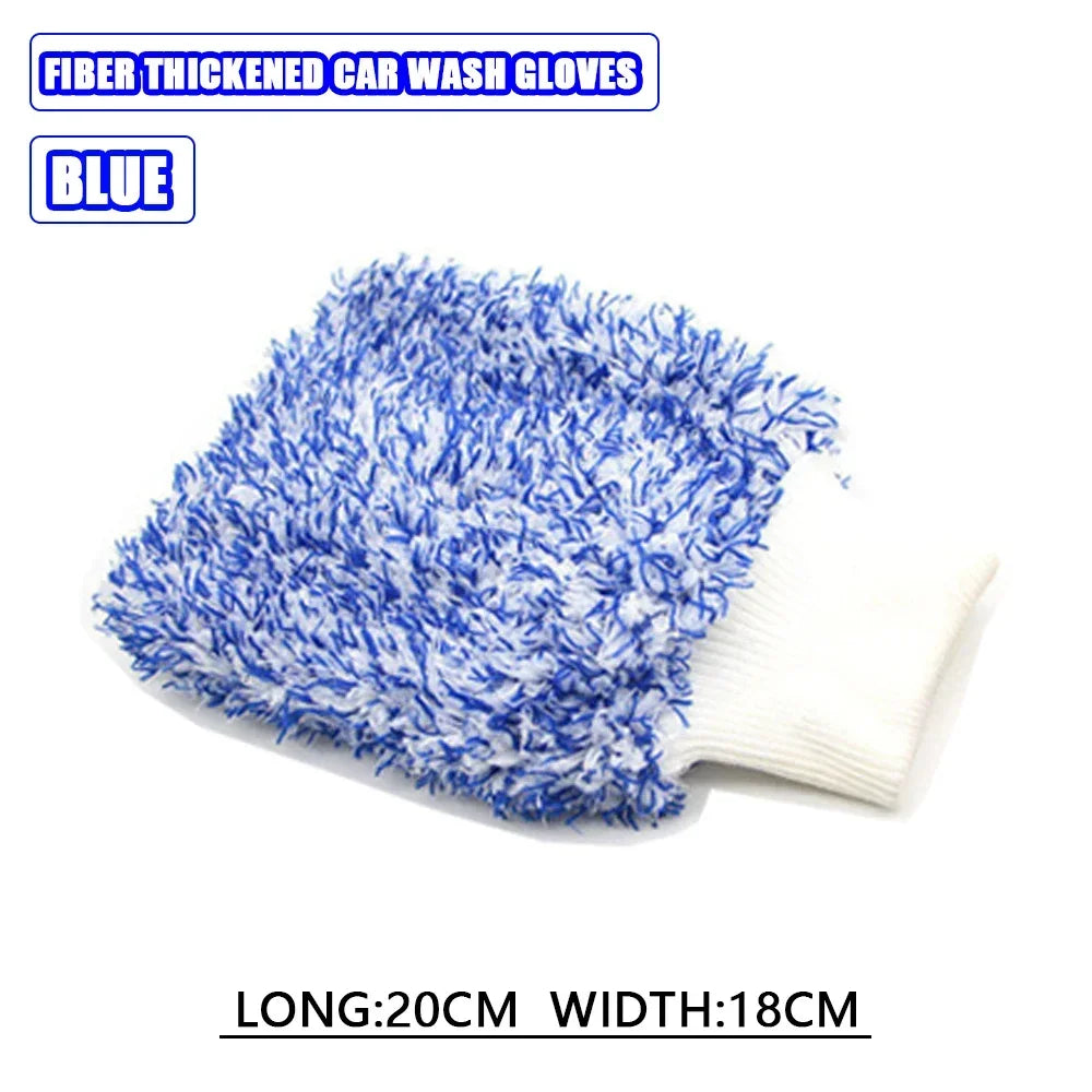Car Wash Brush Microfiber Wheel Cleaning Gloves Non-Slip Handle