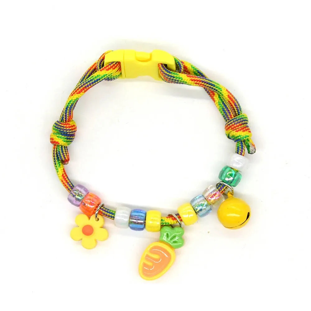 Cute Colorful Pet Necklace Braided Adjustable Cat Puppy Collar with Bells Cat Neck Chain Puppy