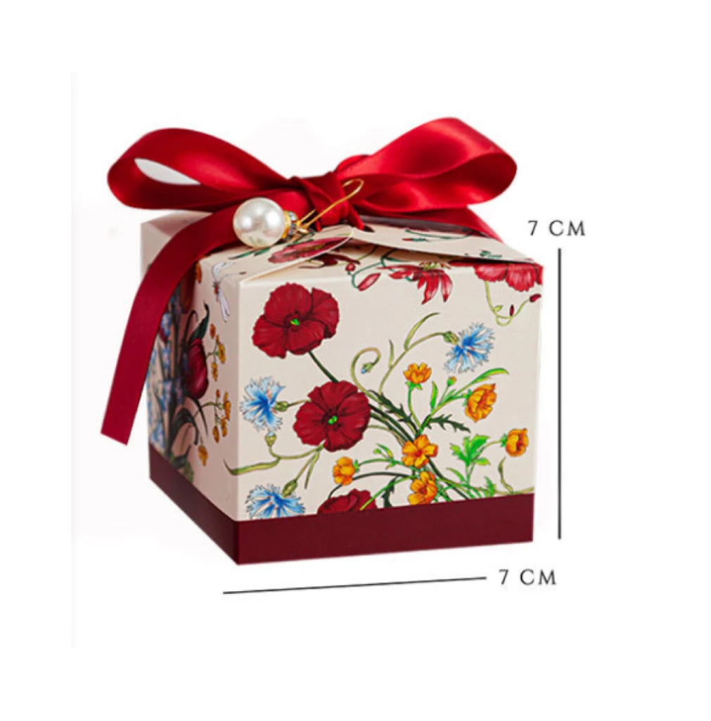 Mori Series Hand-Painted Plant Wedding Favor Candy Boxes 20 or 50 Pieces with Ribbon for Party Chocolate Packaging