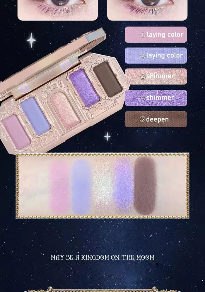 Flower Knows Moonlight Mermaid Eyeshadow Palette 8 Color Eye Makeup with Matte Shimmer and Glitter Finishes for Stunning Looks