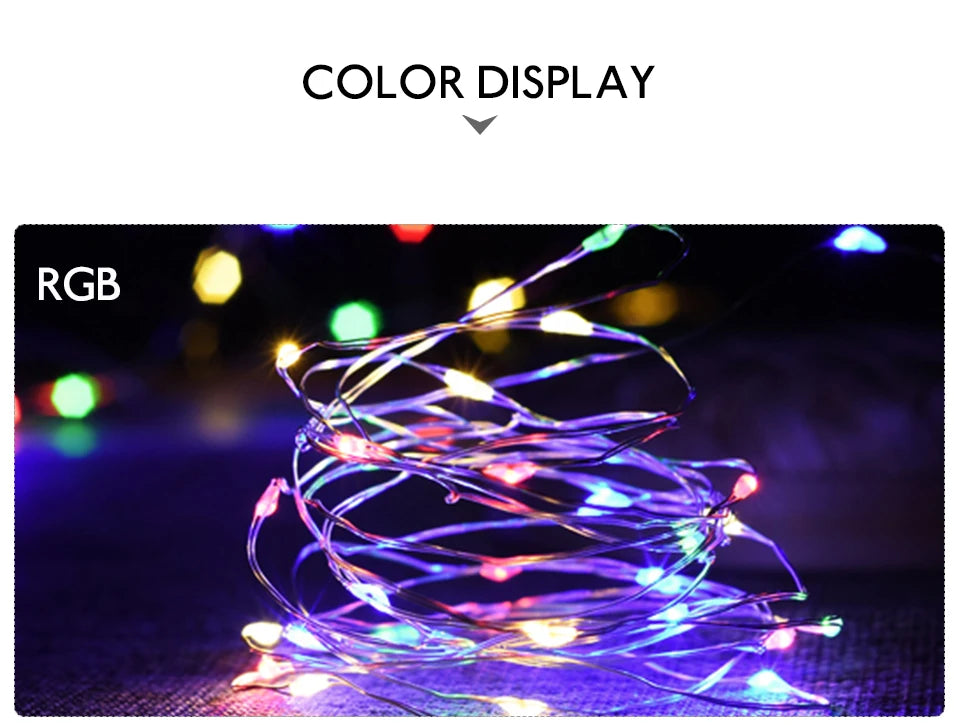 10M 5M 3M 2M Copper Wire LED Tinsel Garland Fairy Lights