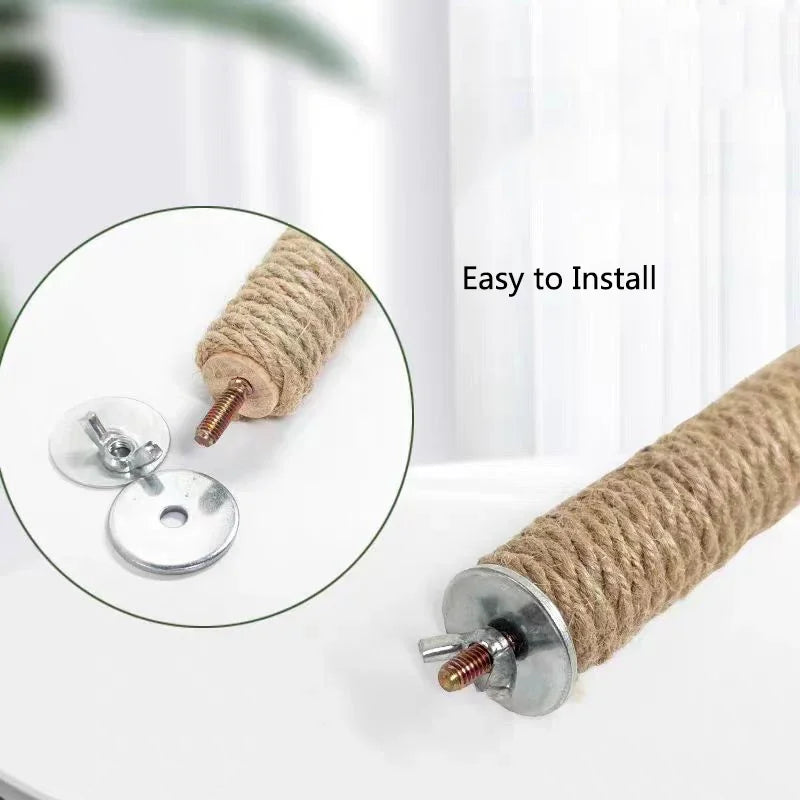 Natural Hemp Rope Bird Perch for Parrots - Handmade Chewable Perch Stand Eco-Friendly Cage Accessory for Parrots Pet Birds Toy
