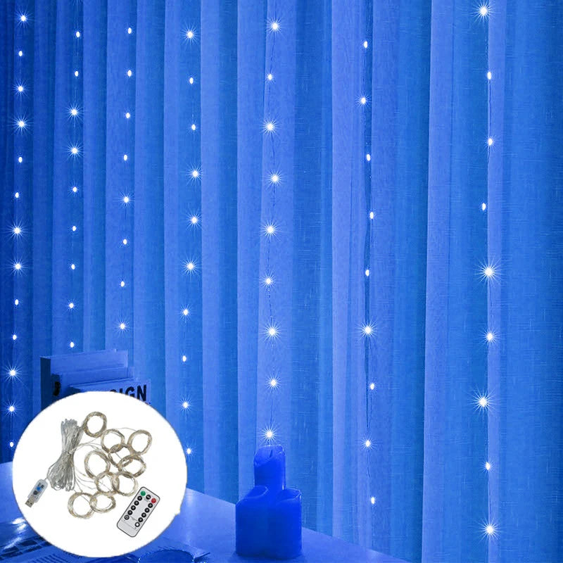 LED Curtain Garland Lights 8 Modes USB Power Remote Control Waterproof Fairy Light Festive Lighting Wedding Christmas Decor