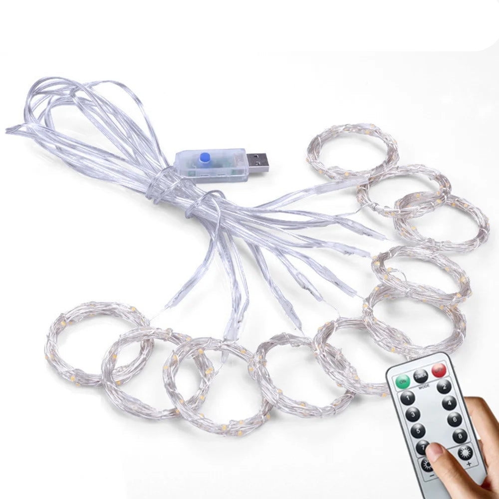 LED Curtain Garland Lights 8 Modes USB Power Remote Control Waterproof Fairy Light Festive Lighting Wedding Christmas Decor