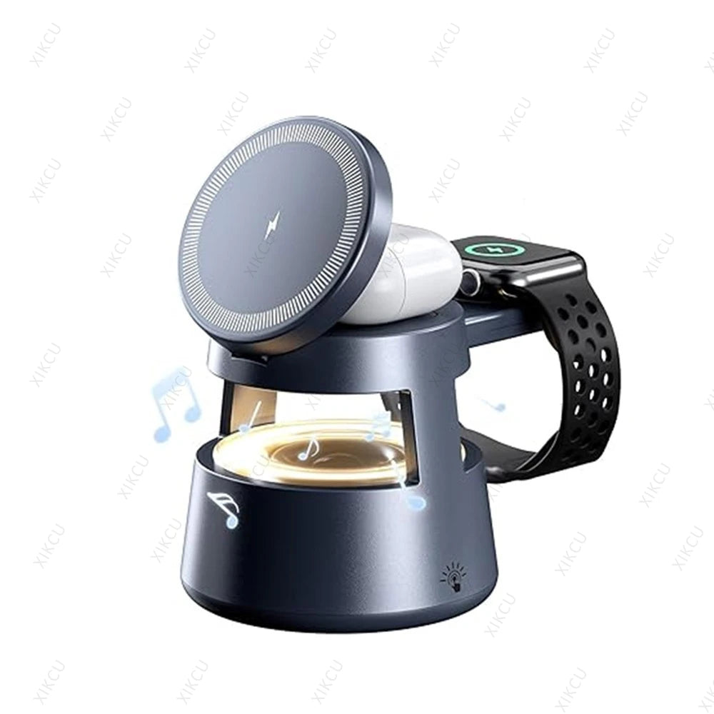 5 in 1 Wireless Charger & Bluetooth Speaker & Night Light For Magsafe iPhone 17 16 15 14 13 12 Pro Max iWatch 11~2 AirPods Pro3