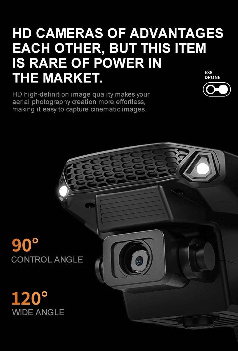 Professional Mini Remote Control Drone E88 4K HD Camera Wifi FPV Folding Quadcopter Gift for Kids