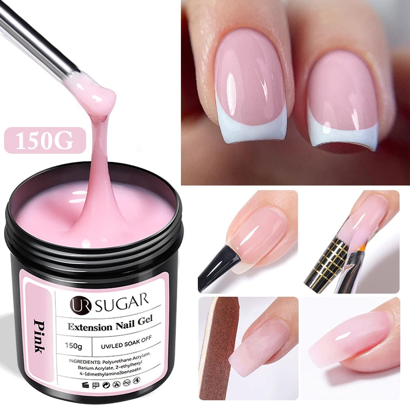 UR SUGAR 150g Transparent Nail Extension Gel for Acrylic French Nails Light Pink UV LED Semi Permanent Manicure