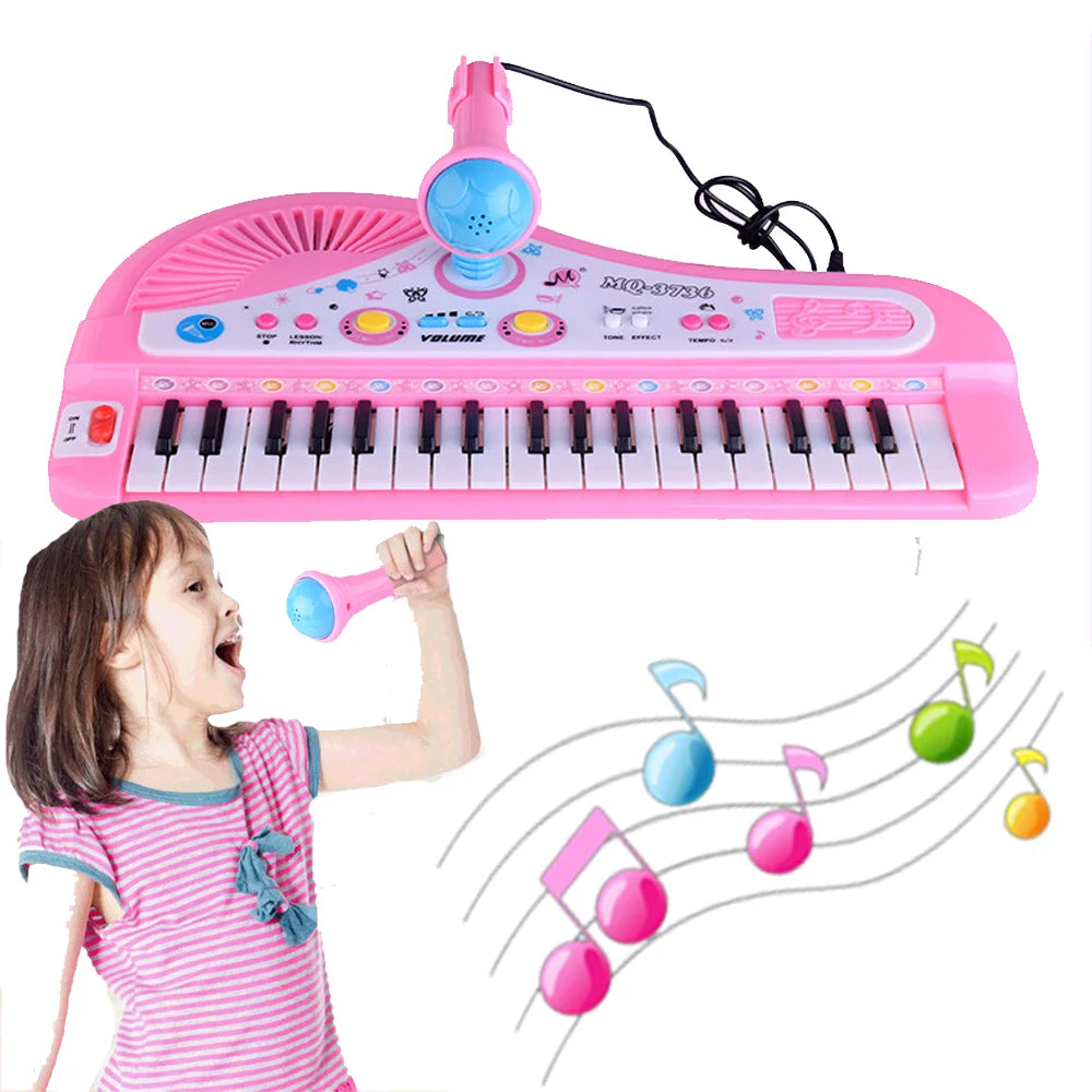 Chriyungel Kids Electronic Piano Keyboard with Microphone 61 Keys or 37 Keys Musical Instrument Toy for Beginner Children