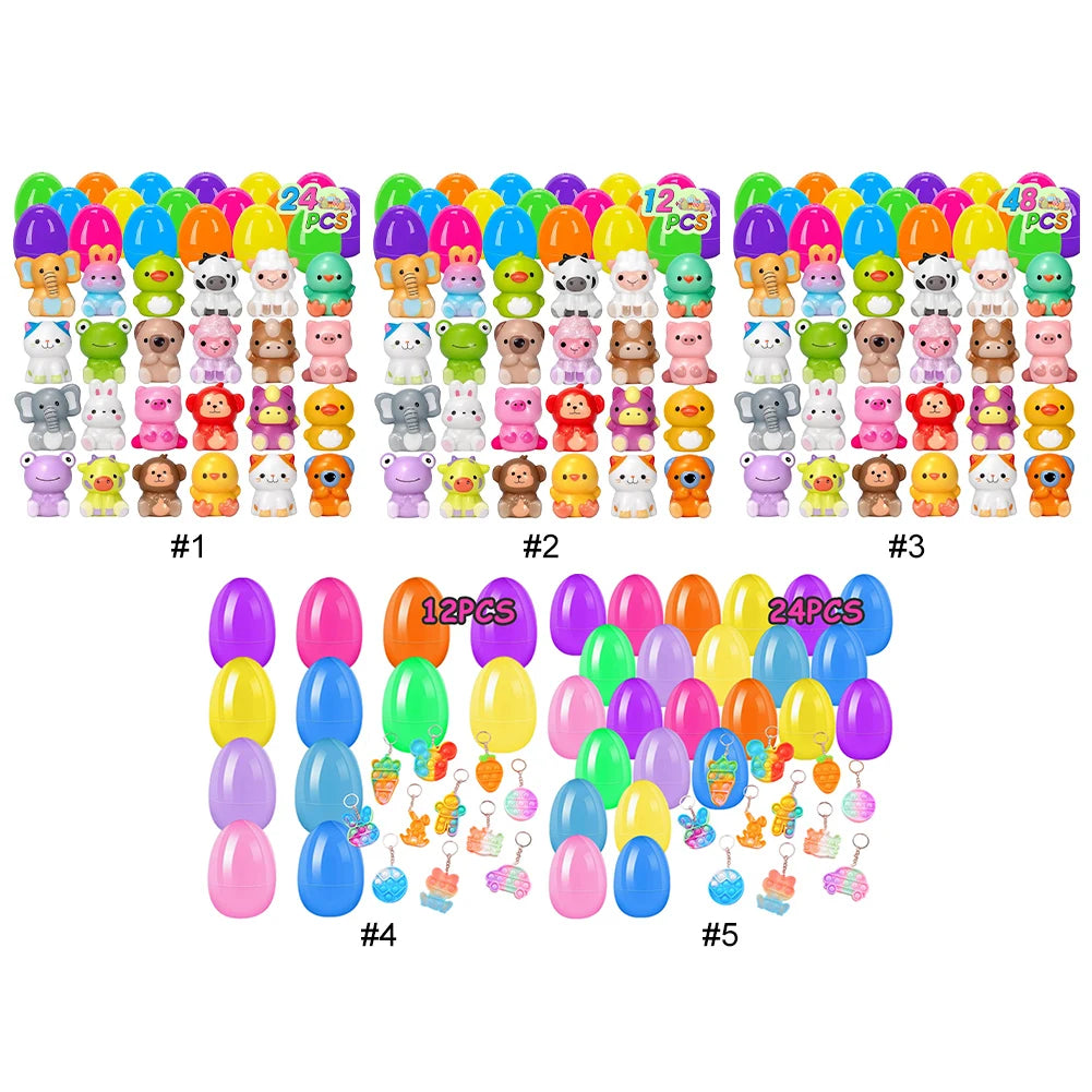 12/20/24/48Pcs Prefilled Easter Eggs with Plush Toys for Kids