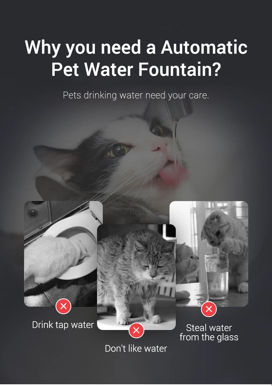ROJECO Smart Cat Water Fountain Automatic Pet Dispenser