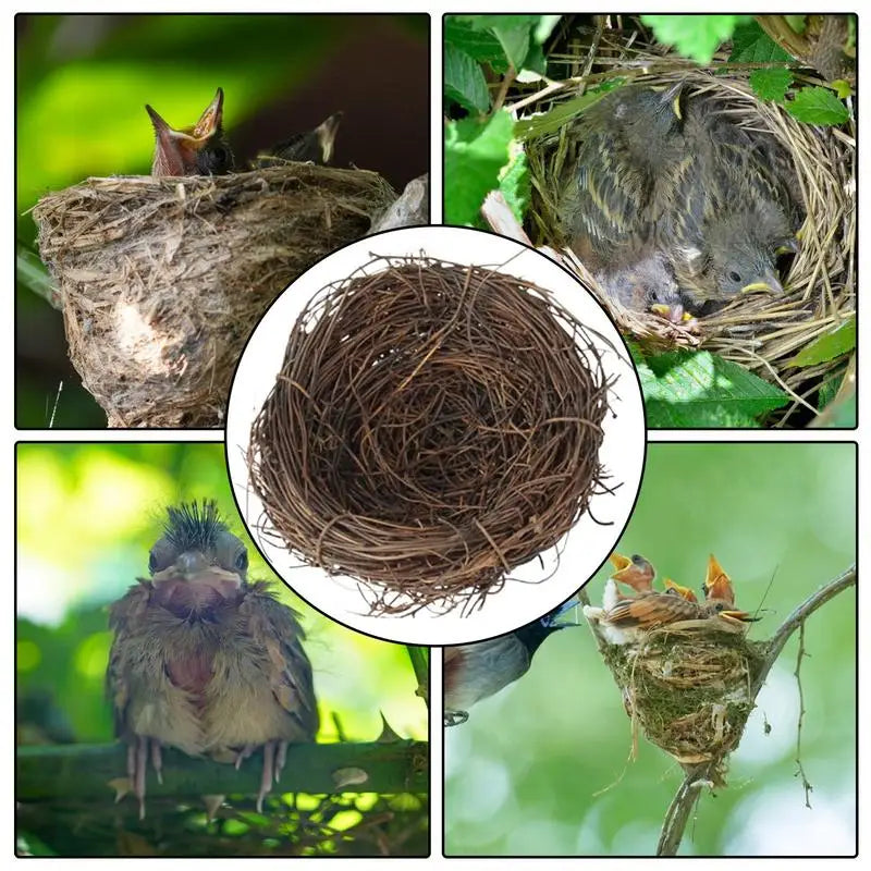 Bird Nest Handmade Woven Rattan Bird House Flat Base Small Animal Bed House For Garden Backyard Habitat Bird Cage Accessories