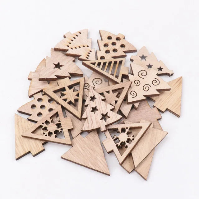 30mm 40pcs Wooden Christmas Scrapbooking DIY Embellishments MZ428