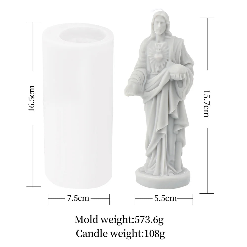 Religious Blessed Virgin Mary Candle Silicone Mold for Crafts