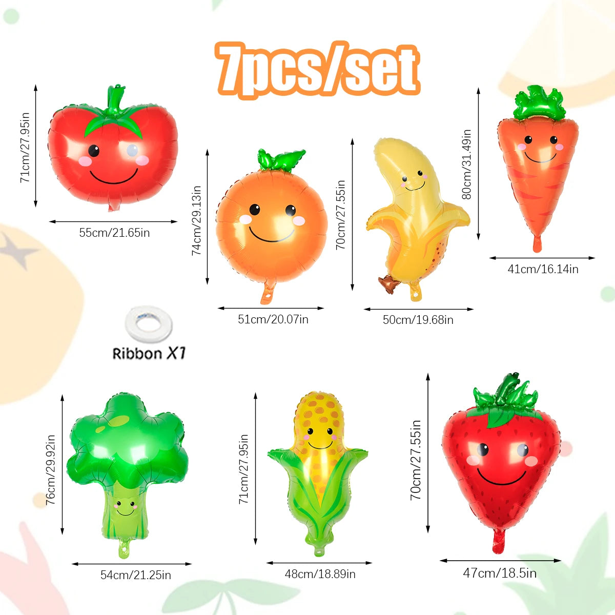 1/7pcs Fruit and Vegetable Balloons for Birthday Baptism Party
