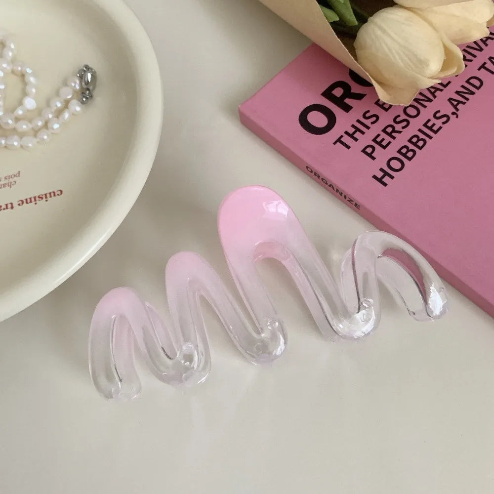 Fashion Pink Gradient Hair Clip Butterfly Bow Shark Clip for Women