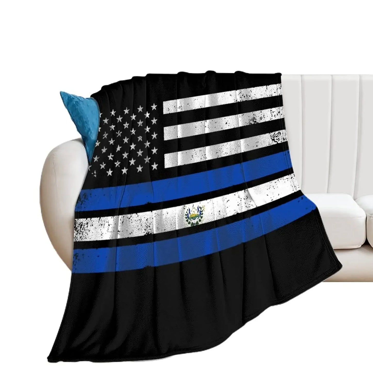 El Salvador Flag Blanket -Blue Sherpa