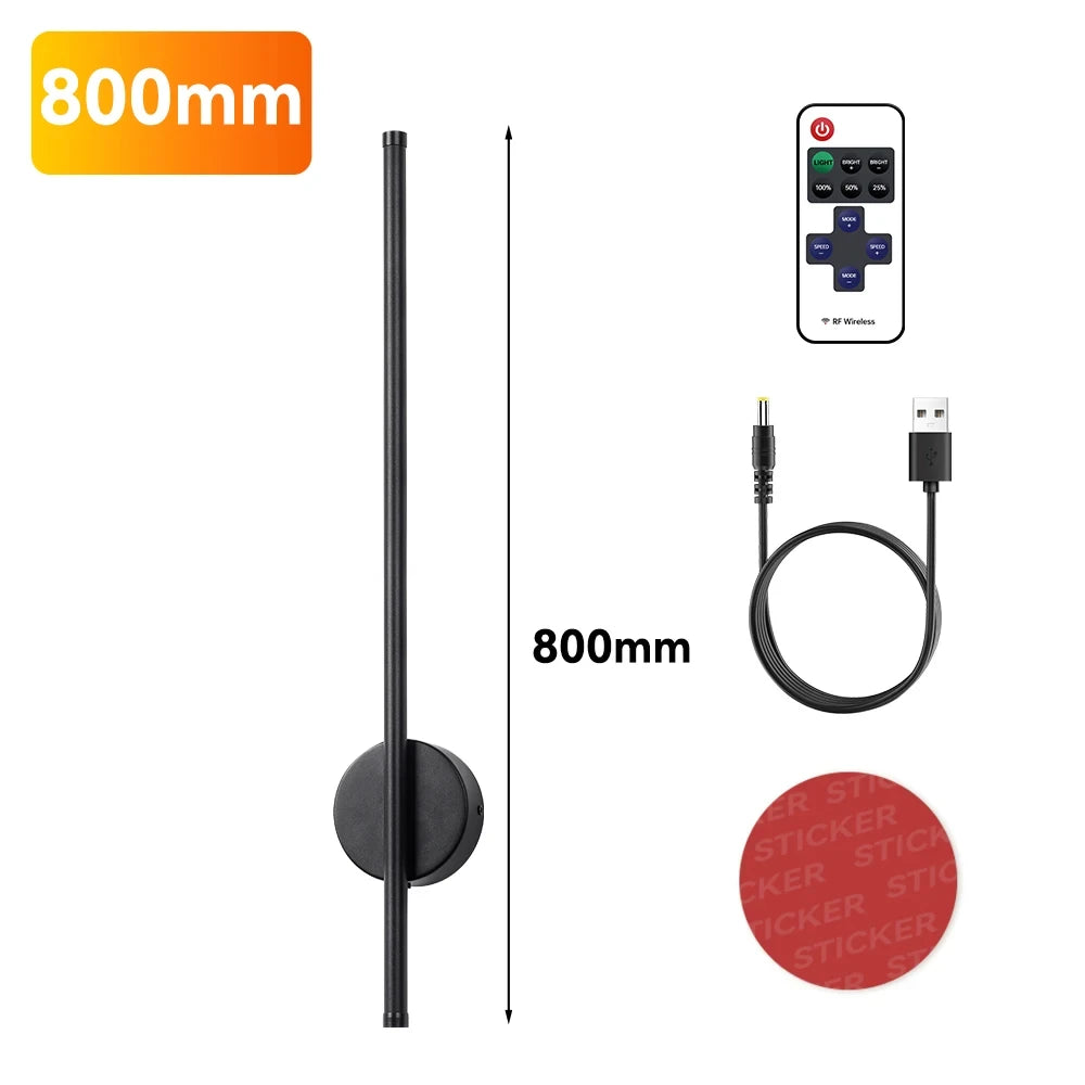 Rechargeable Wireless LED Wall Sconce Modern 50cm 80cm Bedside Night Lamp with Remote Control for Bedroom