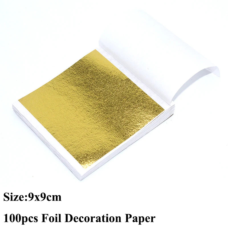 100pcs Imitation Gold Sliver Copper Foil Paper for DIY Crafts