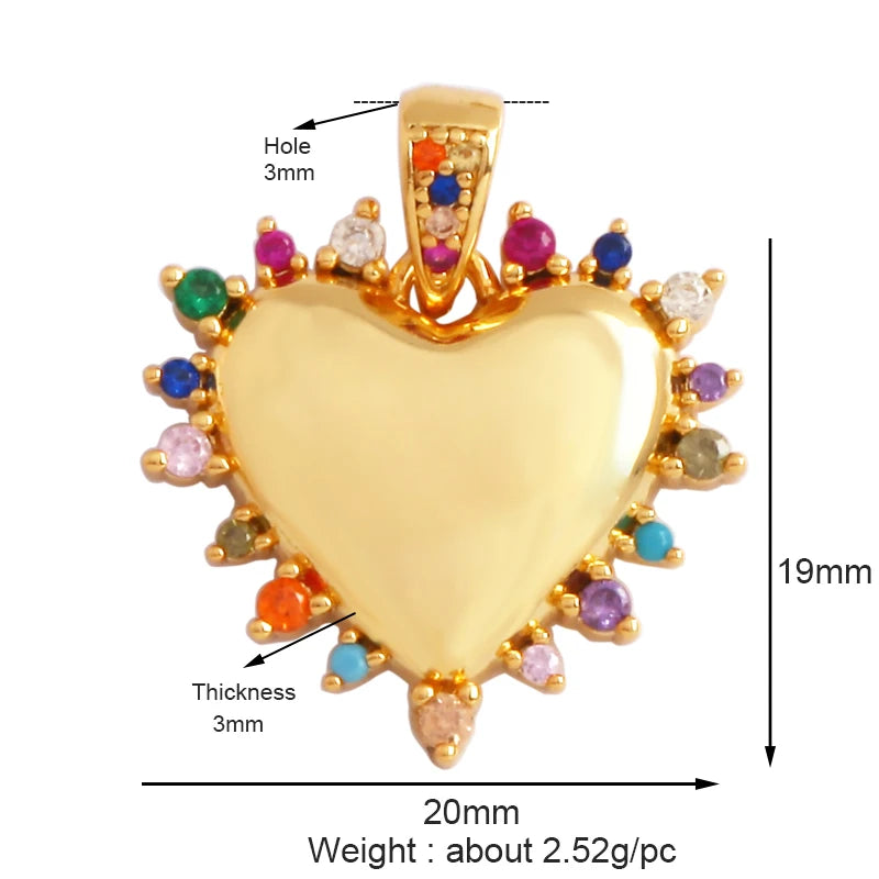 Classics Love Heart Star Zircon Focal Charm Pendant 18K Gold Plated Shell Pearl Jewelry