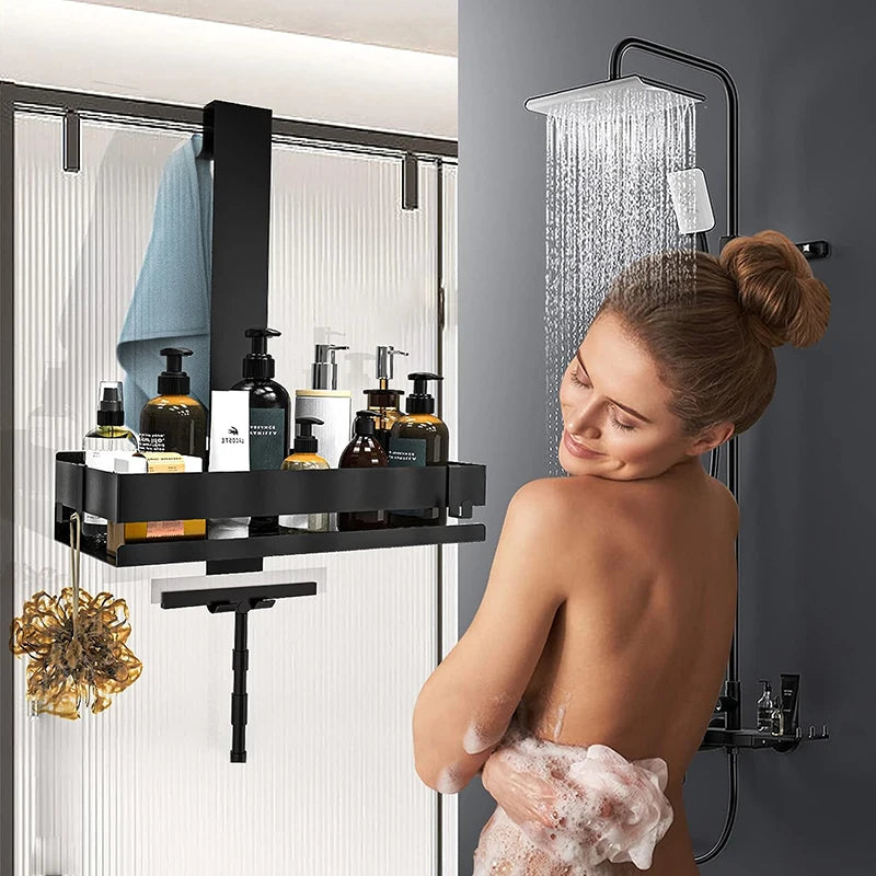 No Drill Movable Bathroom Shelf Steel Organizer for Shower and Storage Solution