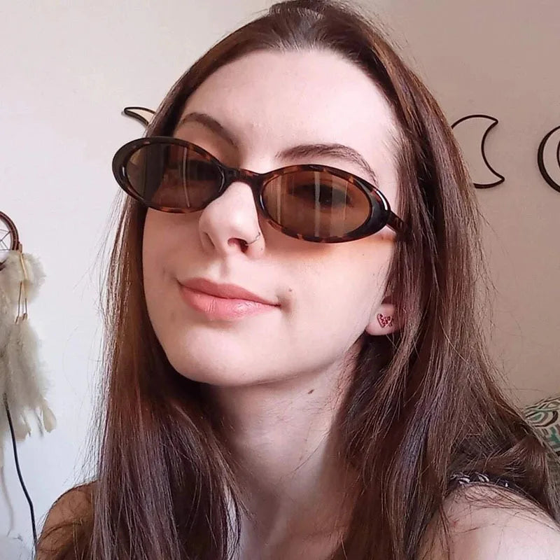 2024 New Sexy Women's Sunglasses Oval Leopard Brown Retro
