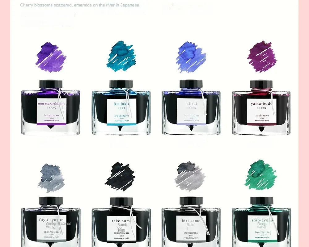 Pilot 25 Color 50ml Fountain Pen Ink Set with Glass Bottles for School and Office Use