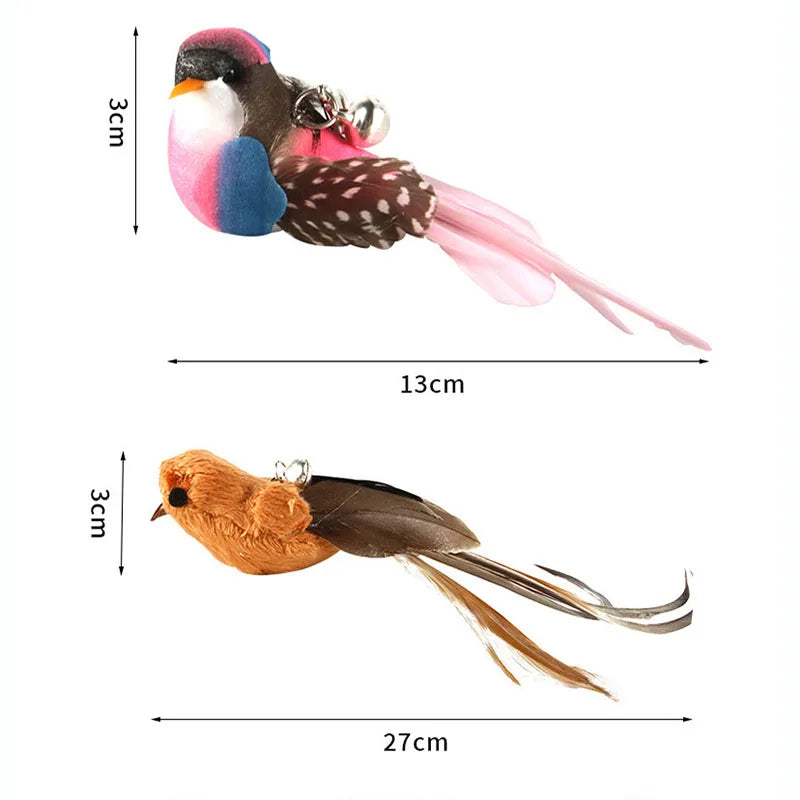 Cat Toys Simulated Bird Feather Cat Teasing Stick Epoxy Sucker Steel Wire Long Rod Cat Self Hi No Harmful Ingredients