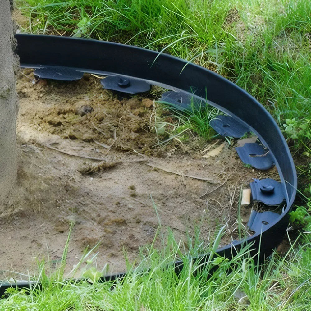 10M Plastic Garden Edging Border Kit with 30 Anchoring Spikes for Easy Installation and Durable Landscape Design