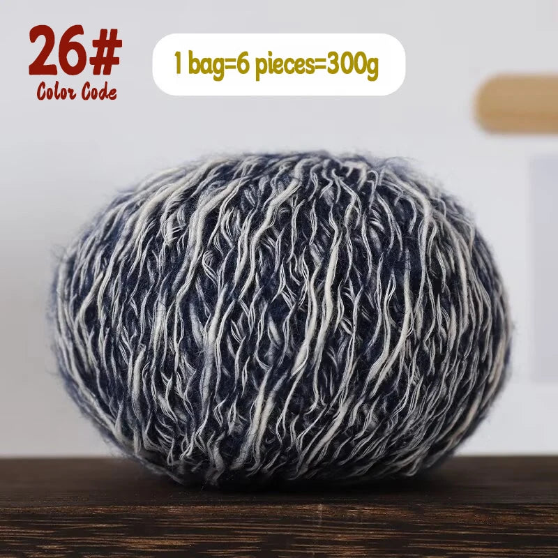 300g Eco-Friendly Bamboo Fiber Yarn for Hand Knitting and Crochet Fashion Projects, Thick and Thin Texture for Sweaters, Scarves, Hats, Shawls and More