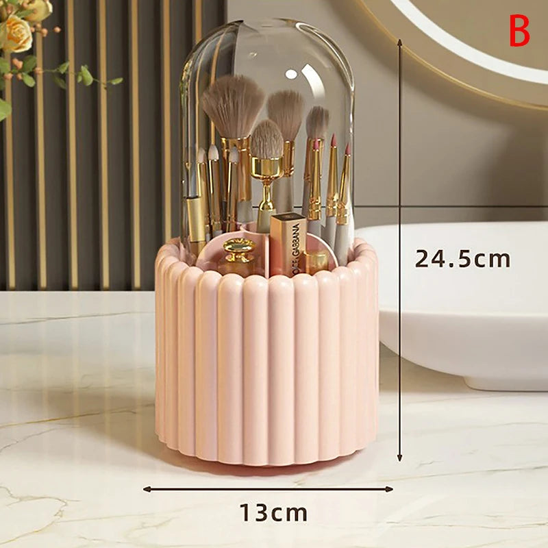 360º Rotating Makeup Brushes Holder With Lid and Organizer