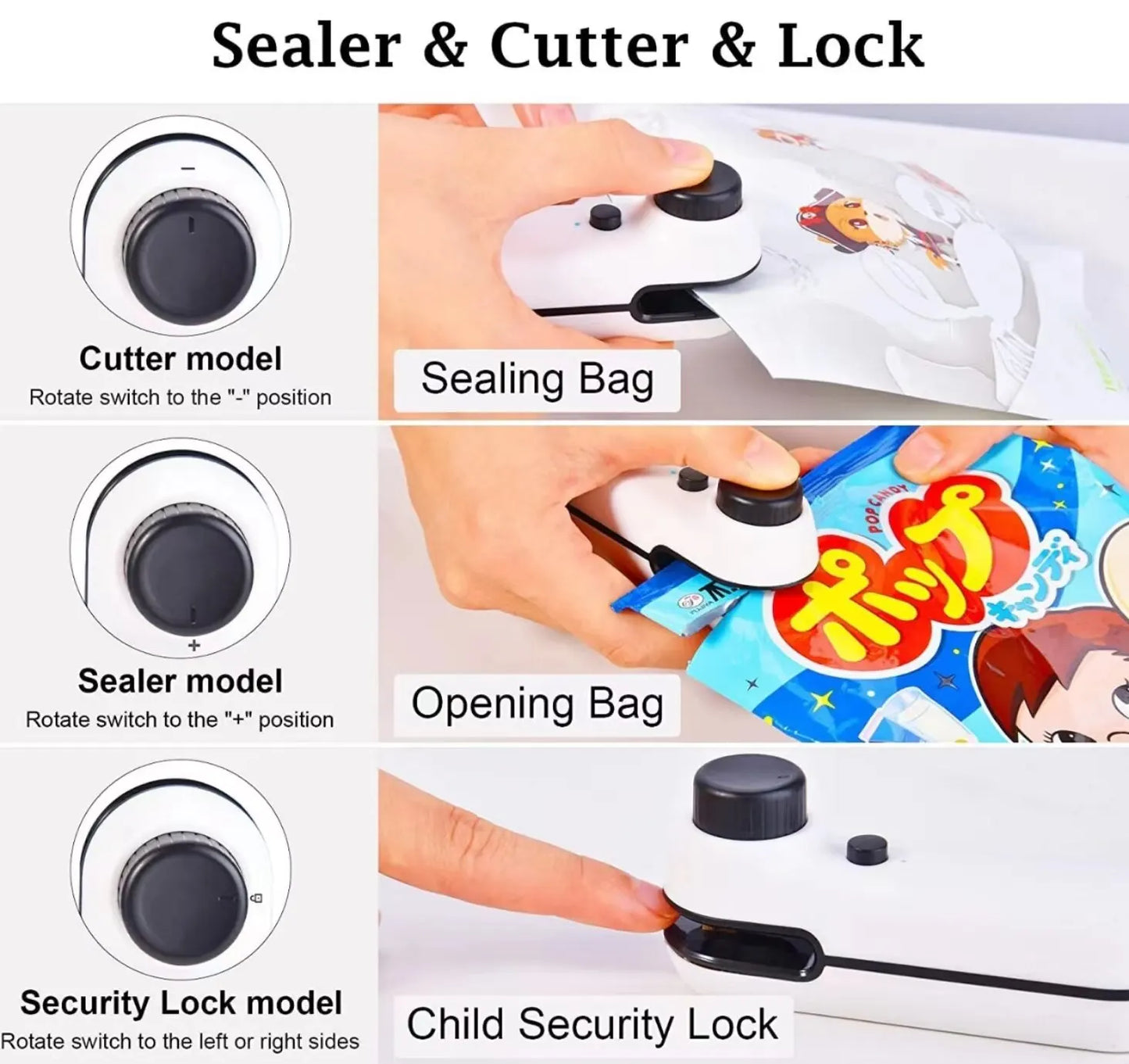 Rechargeable 2 In 1 Mini Heat Sealer Clip for Bags USB