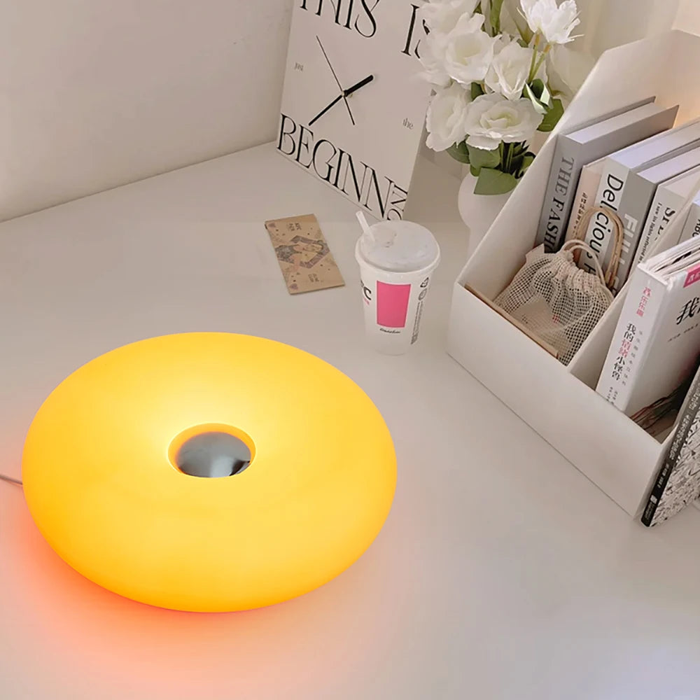 Bauhaus Table Lamp with USB Plug Modern Bedroom and Living Room Decorative Donut Ambient Light