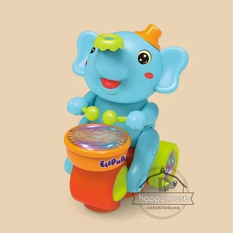 Musical Walking Elephant Drummer Toy for Kids with LED Lights and Sensory Activities Educational Learning Toy