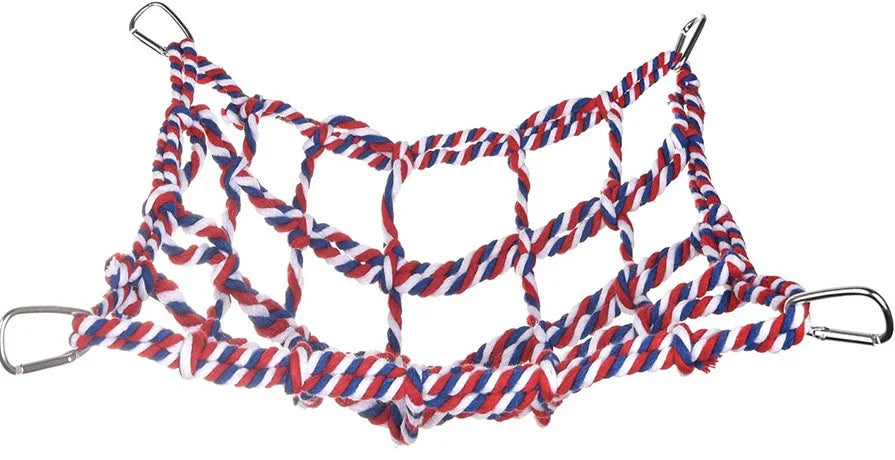 Creative Parrot Climbing Net Swing Rope Net Bird Stand Net Hamster Squirrel Hammock with Hook Hanging Climb Chewing Pet Bird Toy