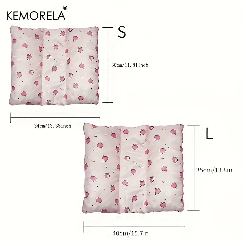 KEMORELA Reversible Small Pet Bed - Plush Top & Cooling Bottom for Rabbits, Guinea Pigs and Chinchillas Pink Square Mat