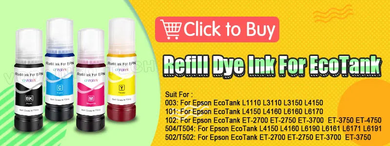 T544 Dye Ink Refill Kit 70ml for Epson EcoTank Printers L3150 L3110 L3100 L3210 L3250 L1110 5190