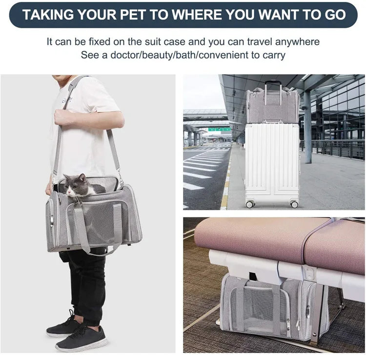 Dog Carrier Bag Soft Side Backpack Airline Approved Transport for Small Dogs and Cats